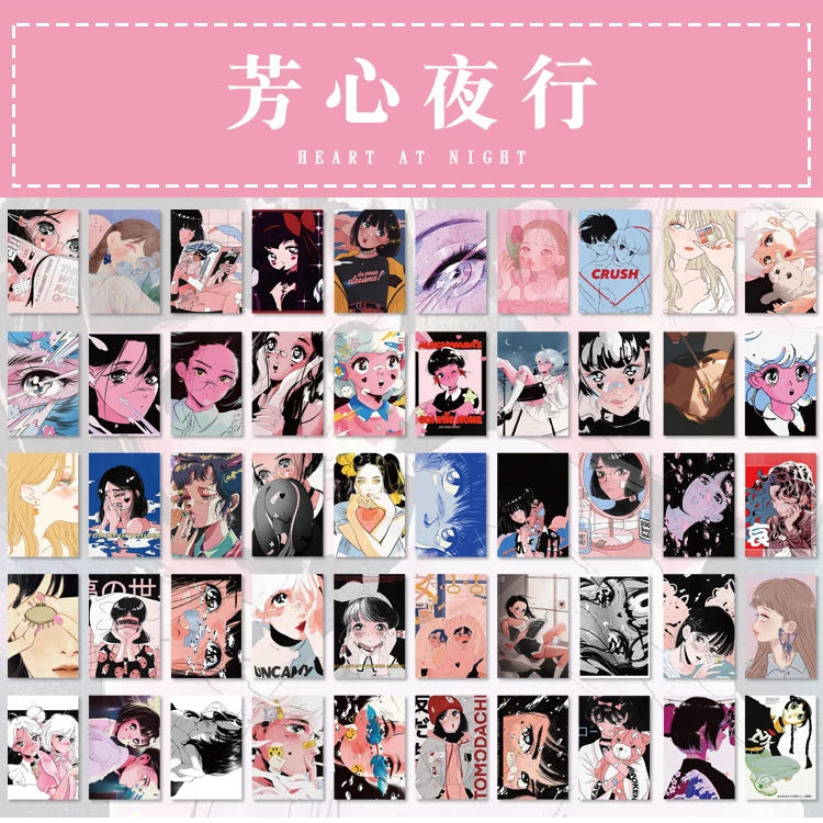 JIANQI 50pcs INS Stickers Cartoon Girly Stickers kawayi Stickers Diy Decorative Scrapbooking Junk Journal Stationery Stickers