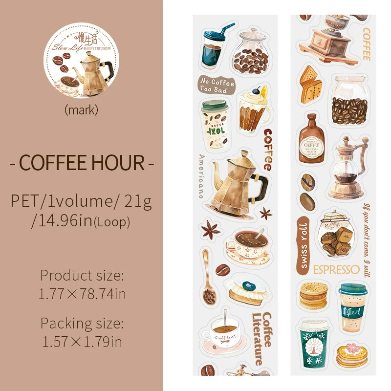 JIANQI 45mm*2m PET Daily Life tape Sticker Decorative collage Adhesive Diy Scrapbooking hand made Masking tape