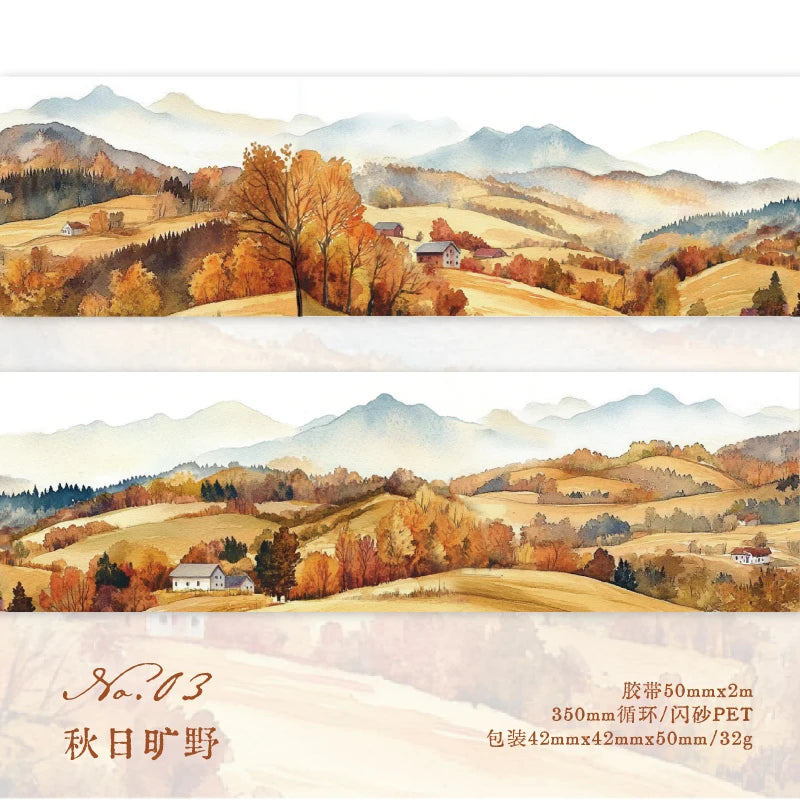 JIANQI 50mm*2m PET Tapes Beautiful scenery DIY Scrapbooking Decor Photo Album Collage Junk Journal Materials Aesthetics Stickers