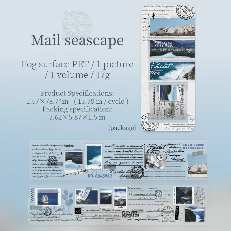JIANQI 40mm*2m Aesthetics PET Travel Landscape Stickers DIY Scrapbooking Decor Materials Collage Photo Album Marking Tapes