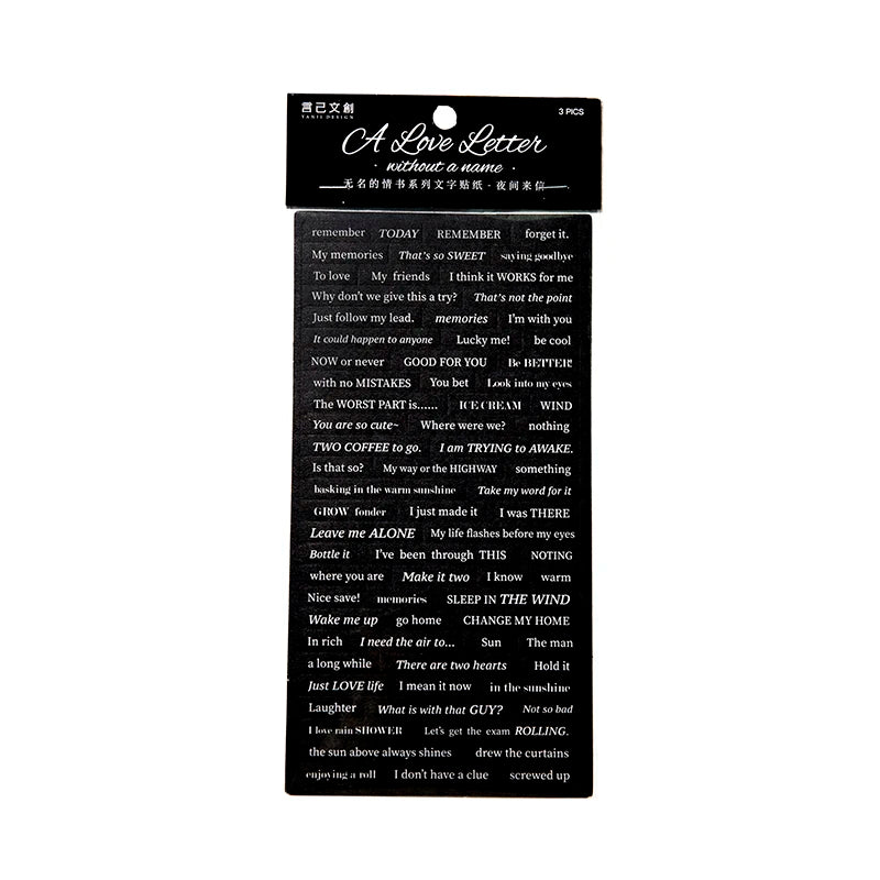 JIANQI 3pcs/pack Alphabt Stickers Creative Phrase Decor Stationery Collage Scrapbooking Label Diary Junk Journal Planner