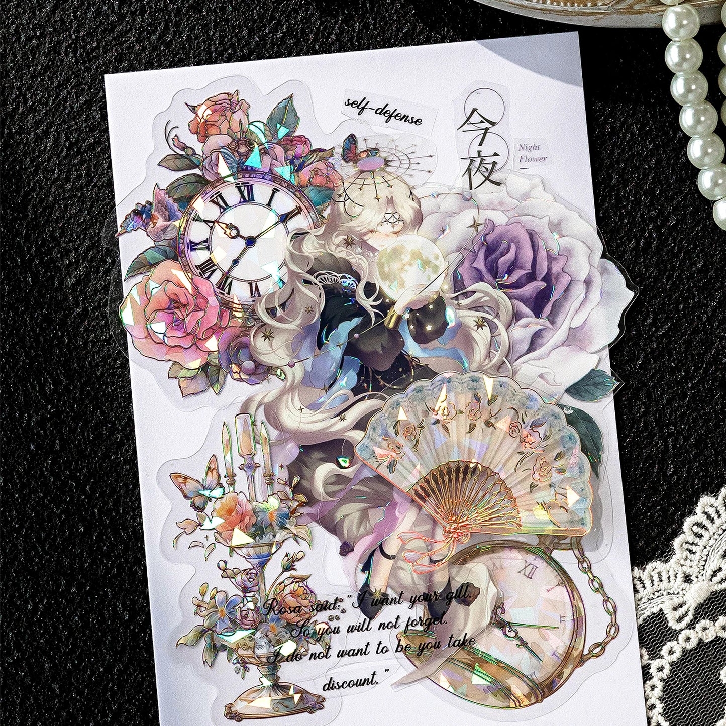 JIANQI 20pcs/pack Twinkle PET Stickers Gold Foil DIY Scrapbooking Planner Collage Stationery Aesthetics Decor Flower Stickers