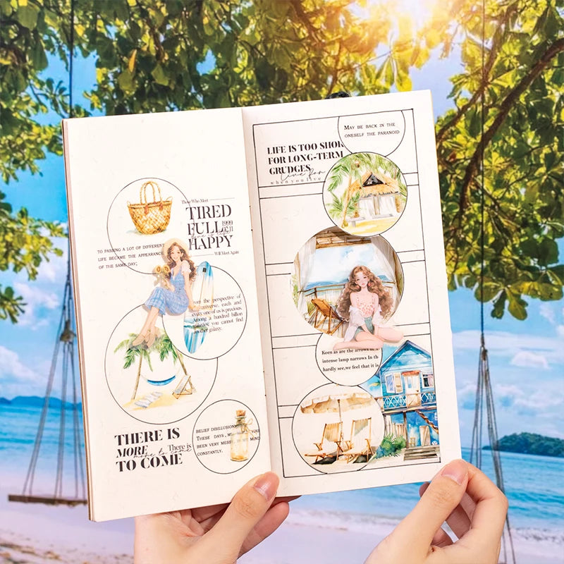 JIANQI 20pcs/pack Seaside girl PET Stickers DIY Scrapbooking Decor Photo Album Creative Stationery Collage Materials Stickers