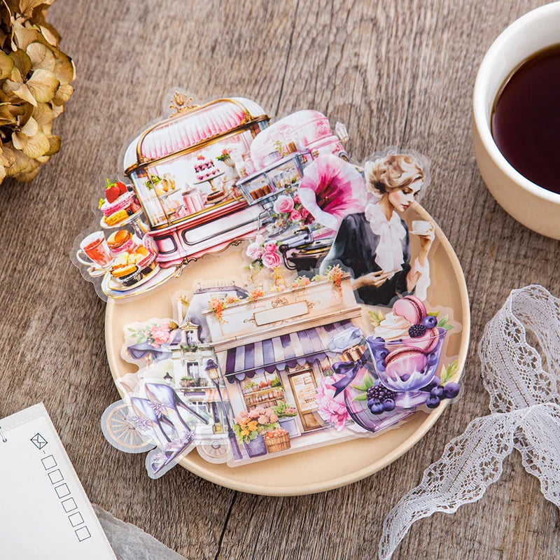 JIANQI 30 pcs/pack Paris Travel PET Stickers Decor DIY Scrapbooking Materials Art Collage Stationery Aesthetics Stickers