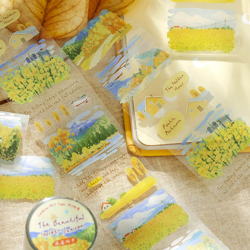 JIANQI 50mm*3m Road scenery series tape PET Material Scrapbooking Stickers Stationery Supplies Decorative DIY Sticker