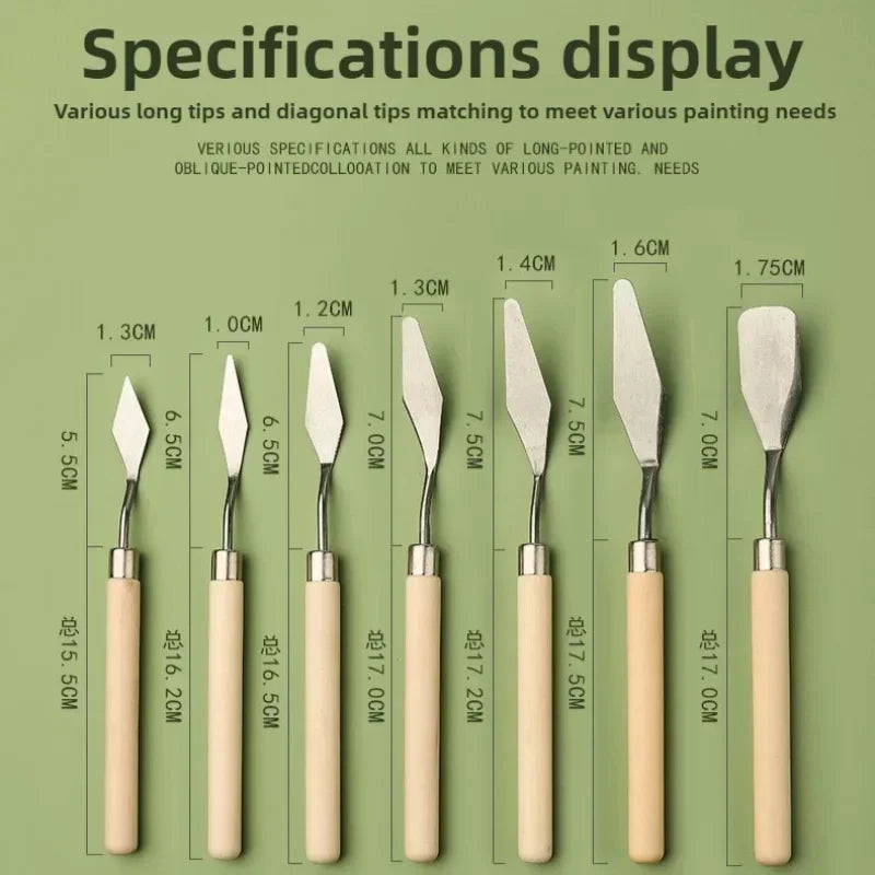 7Pcs/Set Stainless Steel Oil Painting Knives Artist Crafts Spatula Palette Knife Scraper Drawing Art Tools Stationery Supplies