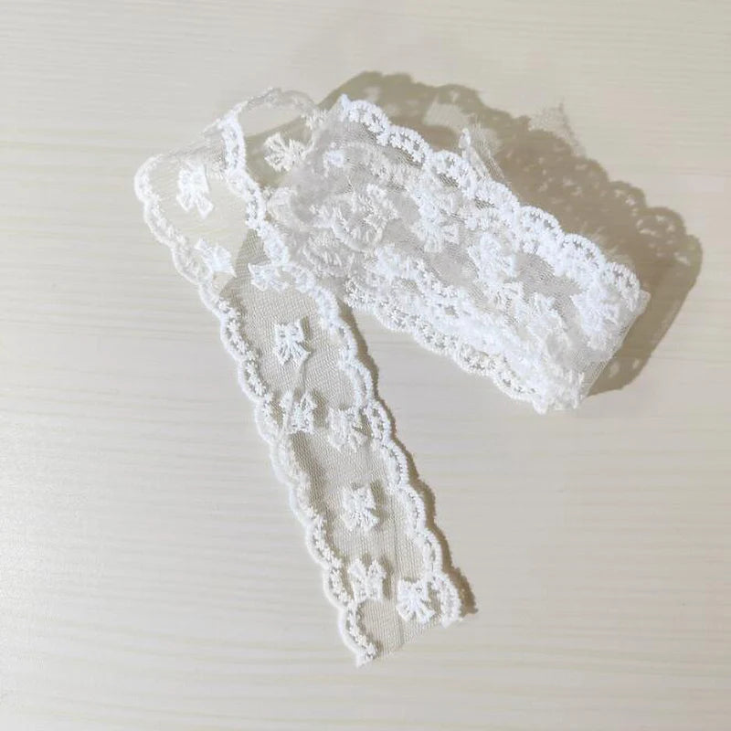 2Yards Flowers Embroidery Wavy Edge Lace Ribbon Hair DIY Headwear Bow Crafts Sewing 40MM