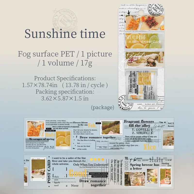 JIANQI 40mm*2m Aesthetics PET Travel Landscape Stickers DIY Scrapbooking Decor Materials Collage Photo Album Marking Tapes