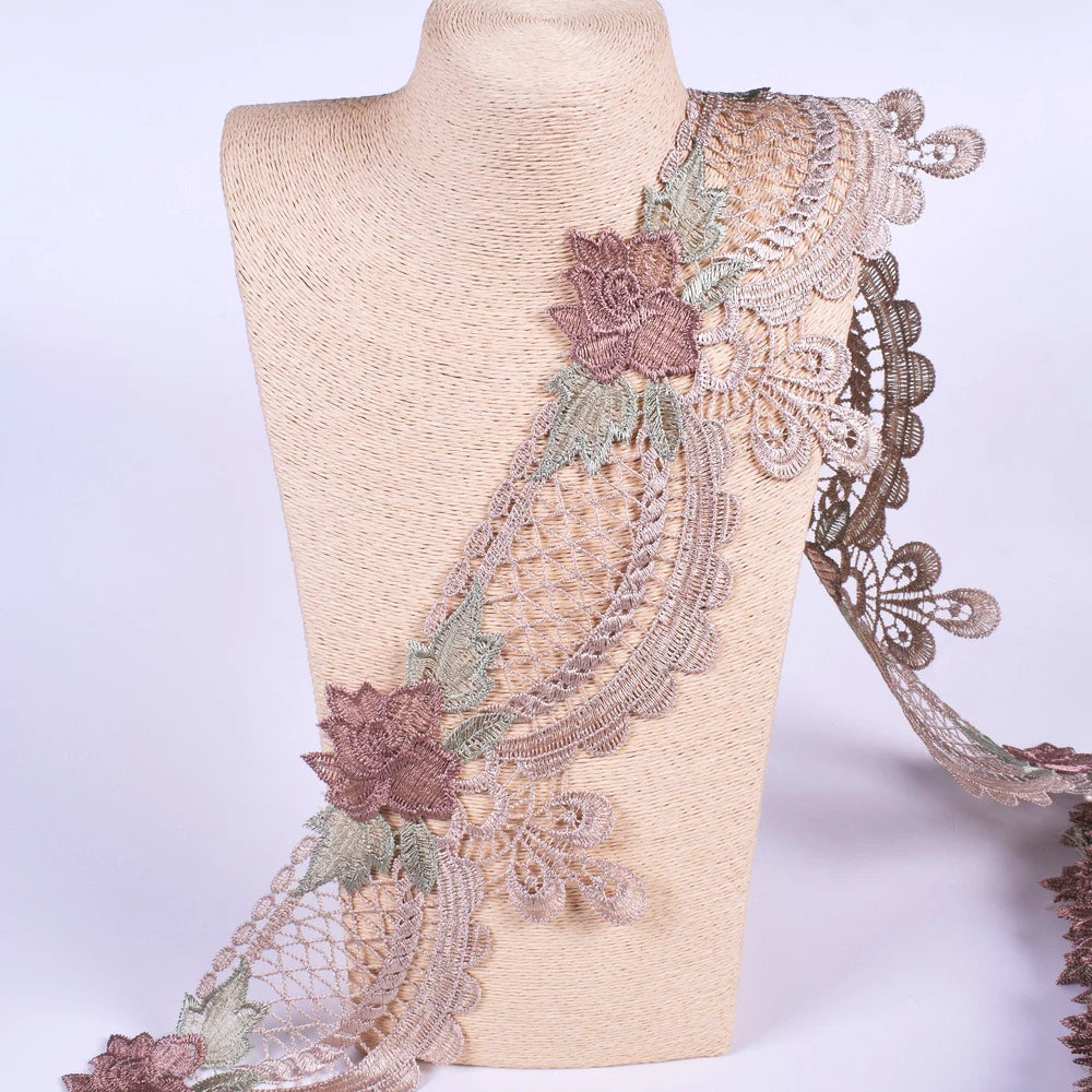 1Yard Pink Lace Fabric Ribbon DIY Lace Accessories Skirt Curtain Ornament