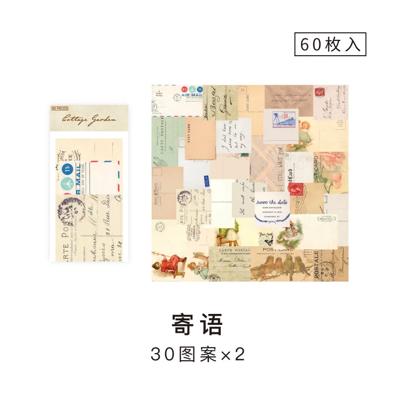 JIANQI 60 Sheets Vintage Collage Scrapbooking Journal Material paper Card Making DIY Retro Source Paper Creative Memo Stationery
