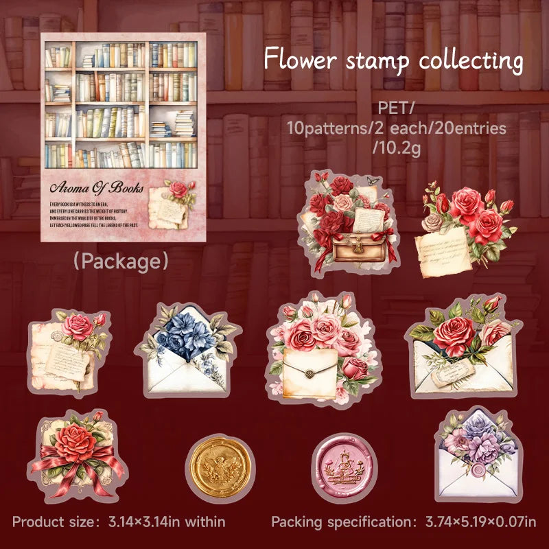 JIANQI 20pcs Vintage Deco Stickers Stationery supplies Diy Junk Journal Hand made Planner Collage material Scrapbooking supplies