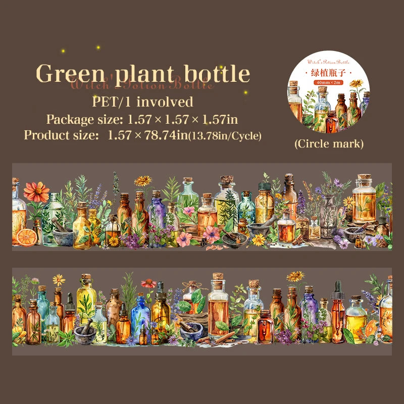 40mm*2m PET Tape Witch's Potion Bottle Stickers DIY Scrapbooking Hand Account Adhesive hand made Diy Junk Journal Craft Supplies