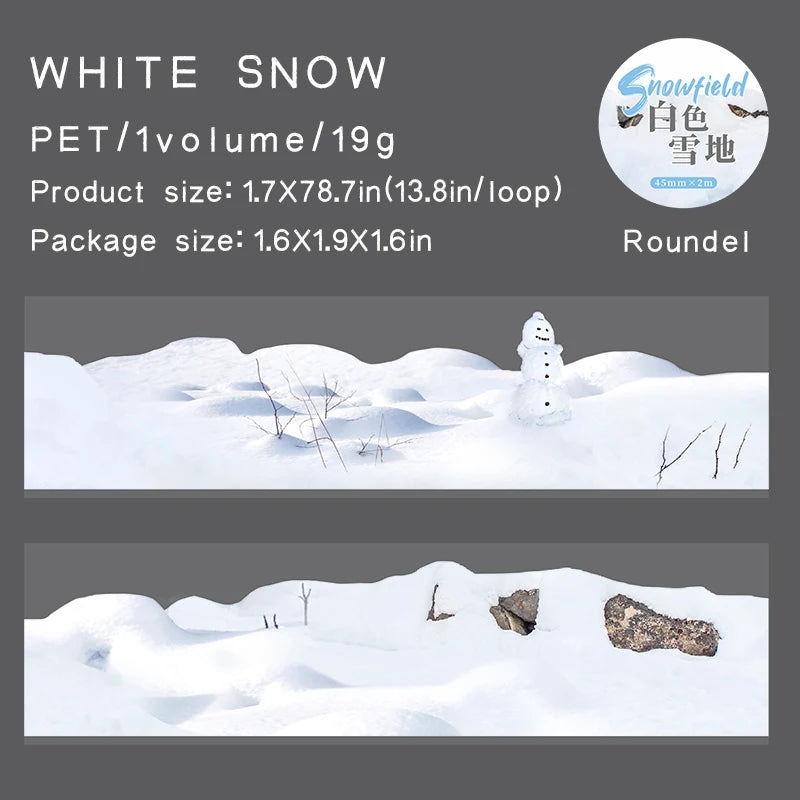 JIANQI 45mm*2m PET Winter snow scenery Tapes Stickers Creativity Hand Account Adhesive hand made Junk Journal Scrapbook Supplies