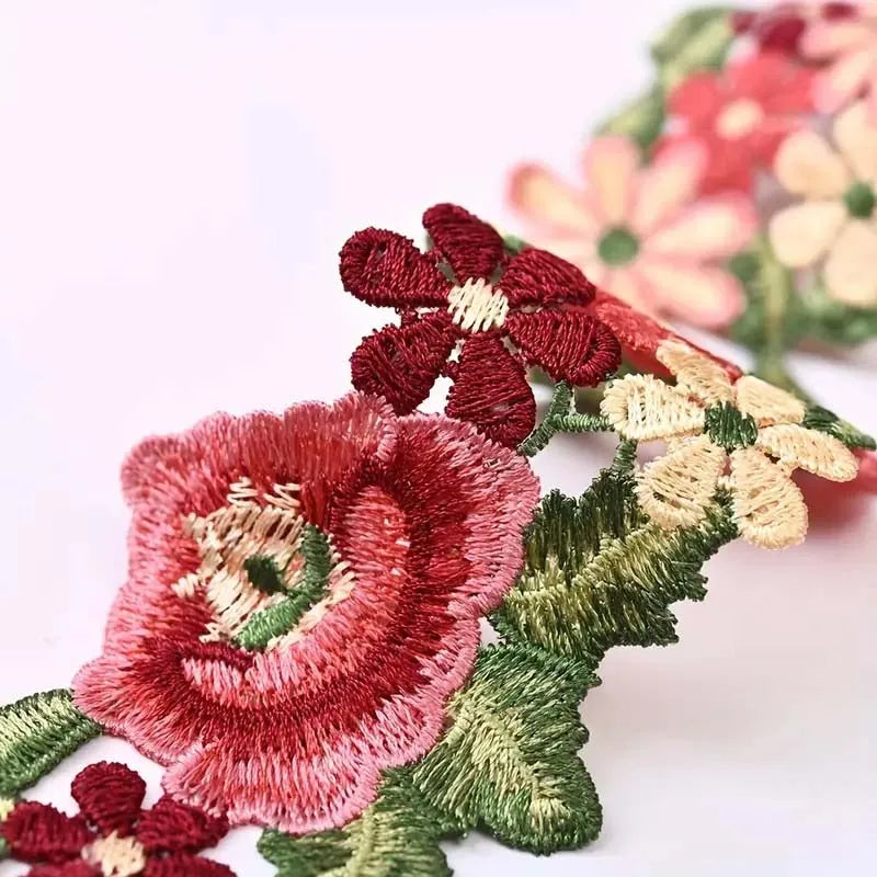 1 Yard Colorful Water-Soluble Lace Embroidery DIY Ethnic Style Clothing Collar Accessories 7.5CM Wide