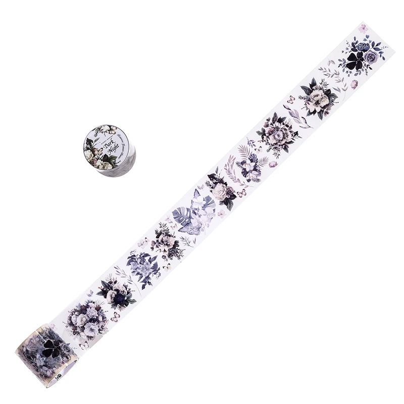 JIANQI 40mm*2m PET Flower Tape for Diary Scrapbooking DIY Deco Junk Journal Creative Stationery School Supplies Masking Tapes