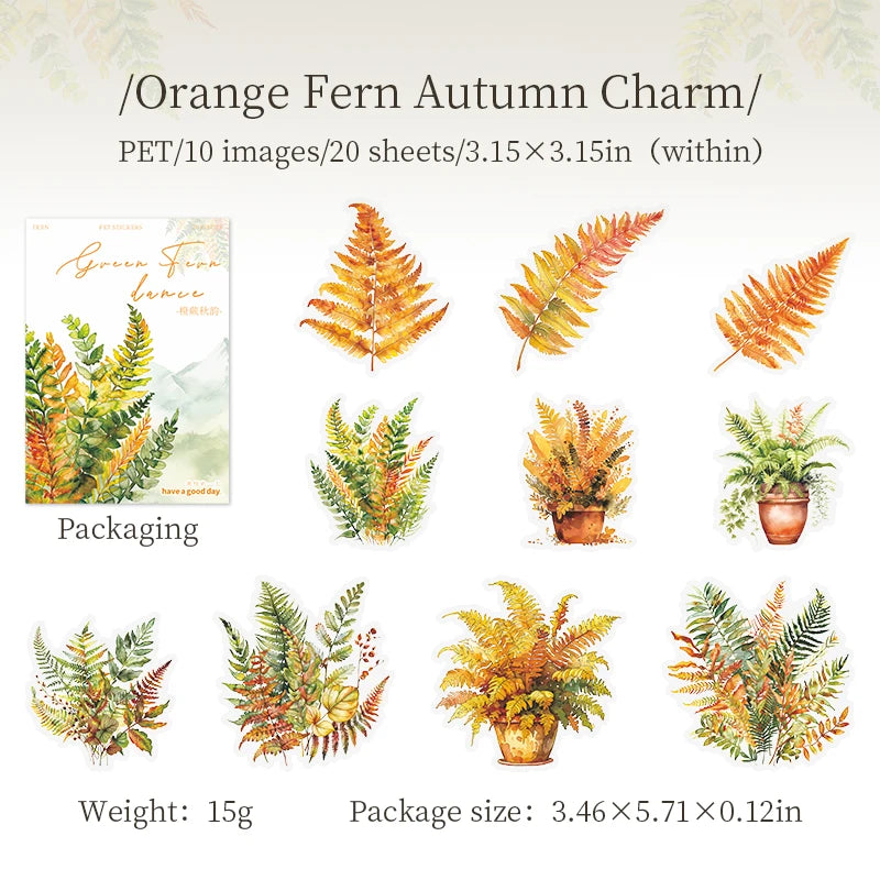 JIANQI Plant Sticker pack 20pcs Natural plants Transparent Waterproof Grass hand account Decoration Scrapbooking supplies