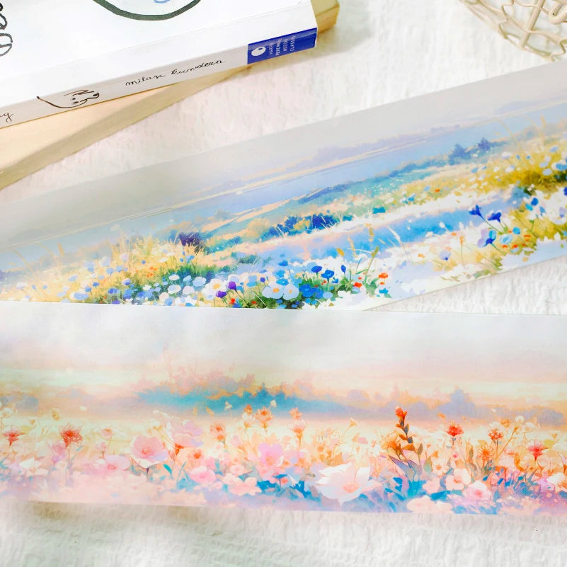 JIANQI 74mm*2m PET Tapes Spring Flower Sea DIY Scrapbooking Decor Photo Album Collage Junk Journal Materials Aesthetics Stickers