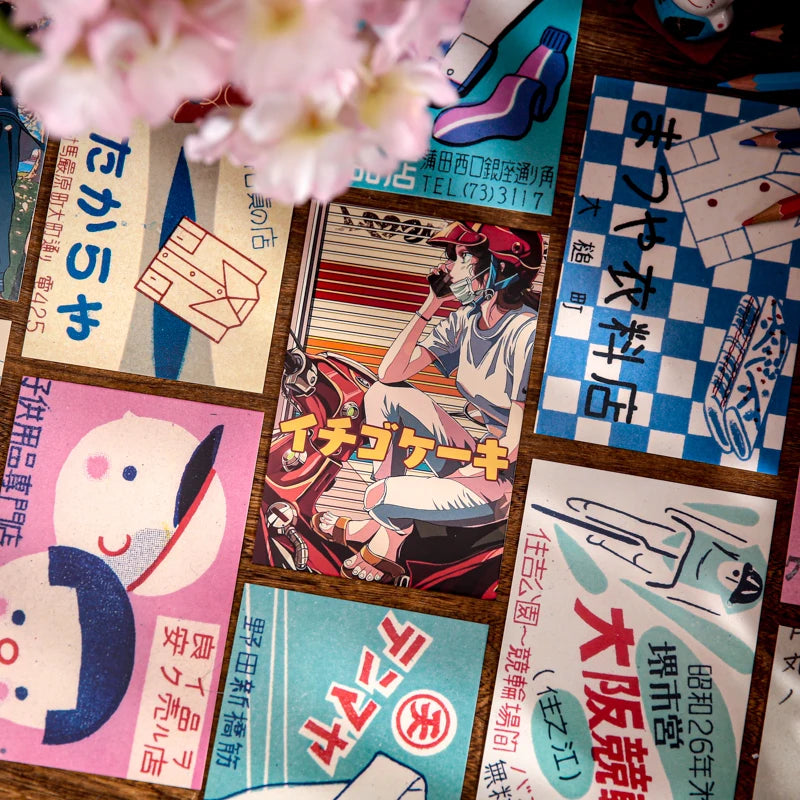 JIANQI 30 Sheets/Showa Handbook Series Japanese Style English Postcards Envelopes Artwork Postcards
