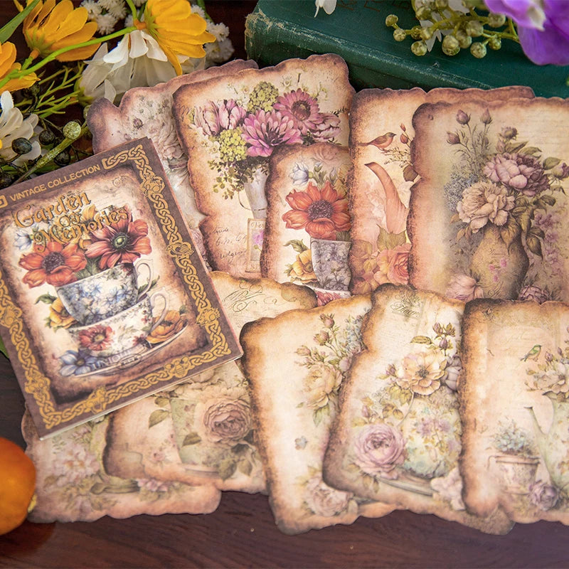 JIANQI 50pcs Vintage Materials Paper Garden Memory DIY Scrapbooking Deco Junk Journal Planner Collage Photo Album Craft Paper