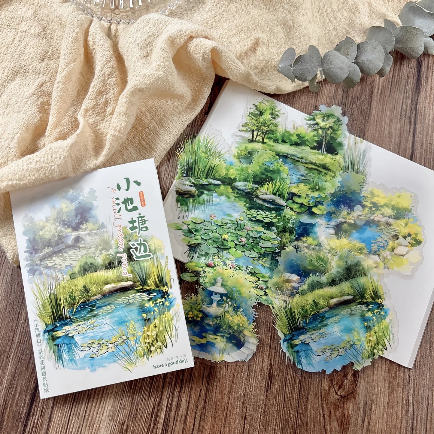 10 pcs Large Size Pond and Lake Landscape Stickers For DIY Scrapbooking Planner Collage Diary Supplies Sticker Stationery
