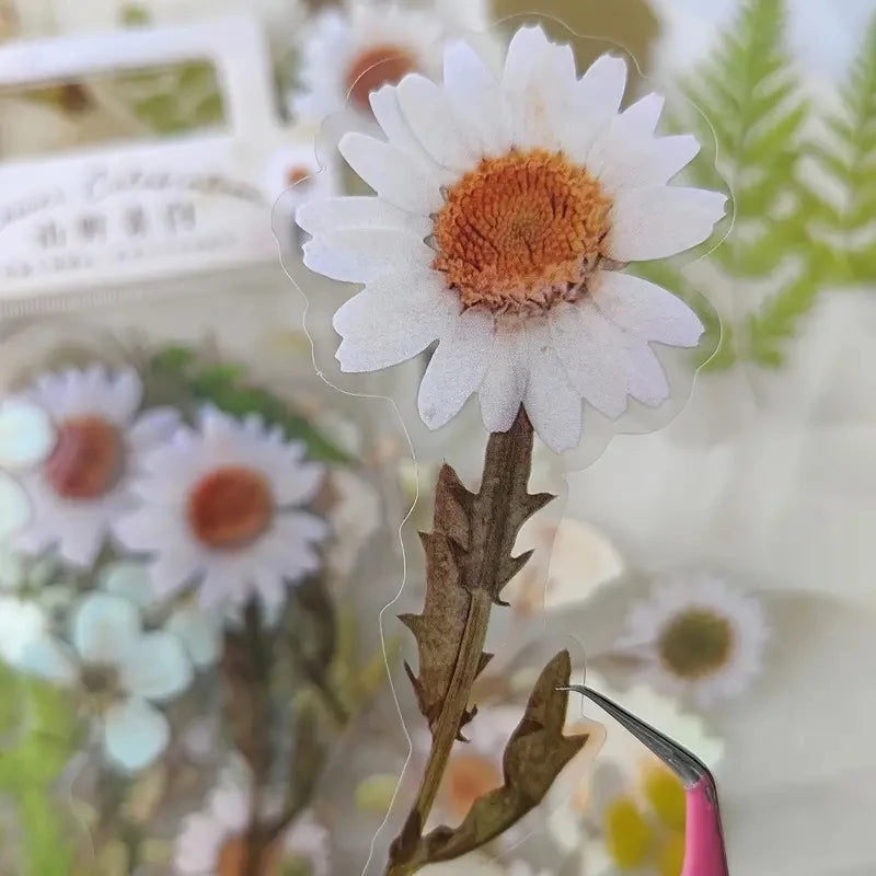 JIANQI 40 Pcs/pack Retro Creative flower plant Stickers hand tent DIY Stick Labels Scrapbooking Material Junk Journal Supplies