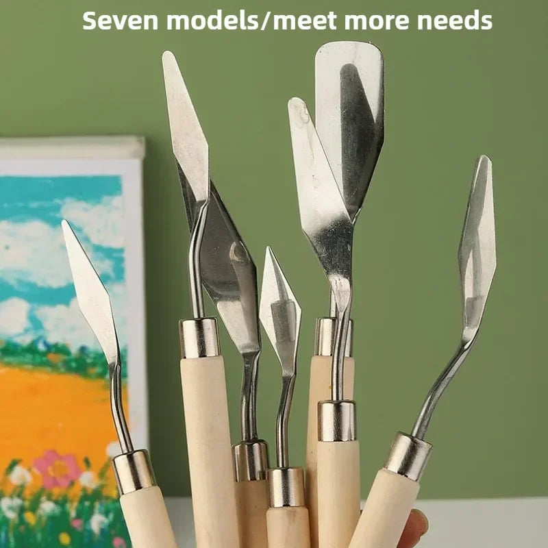 7Pcs/Set Stainless Steel Oil Painting Knives Artist Crafts Spatula Palette Knife Scraper Drawing Art Tools Stationery Supplies