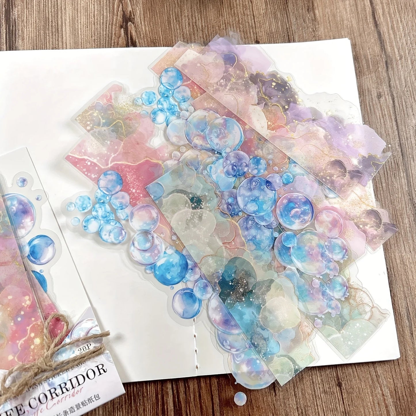 JIANQI 20pcs/pack European Retro Collage Strip Stickers DIY Collage Decoration Album junk journal Scrapbook PET Stickers