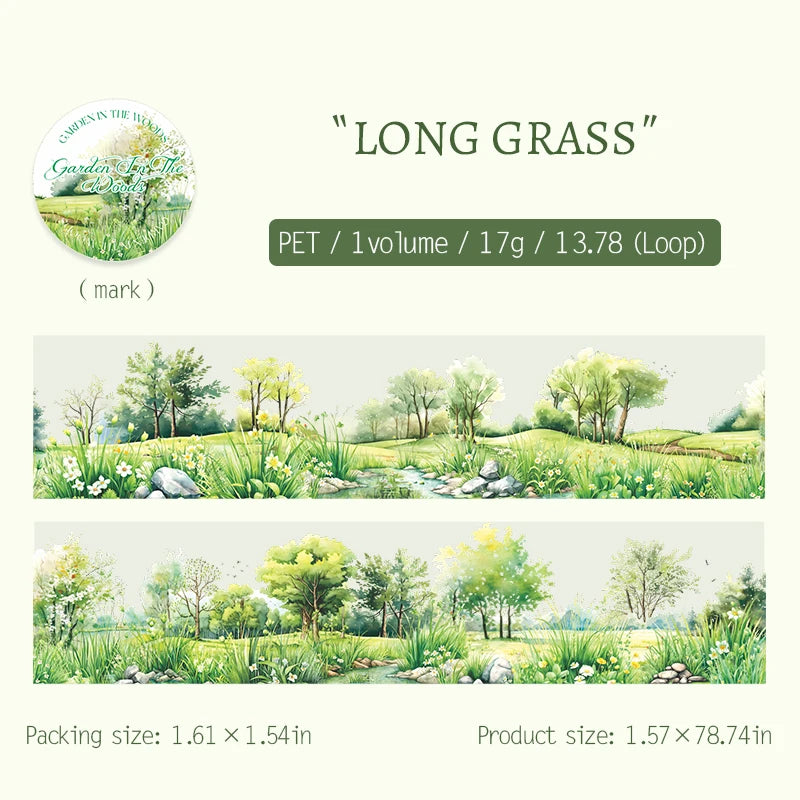 JIANQI 40mm*2m PET Tapes forest garden DIY Scrapbooking Decor Photo Album Collage Junk Journal Materials Aesthetics Stickers