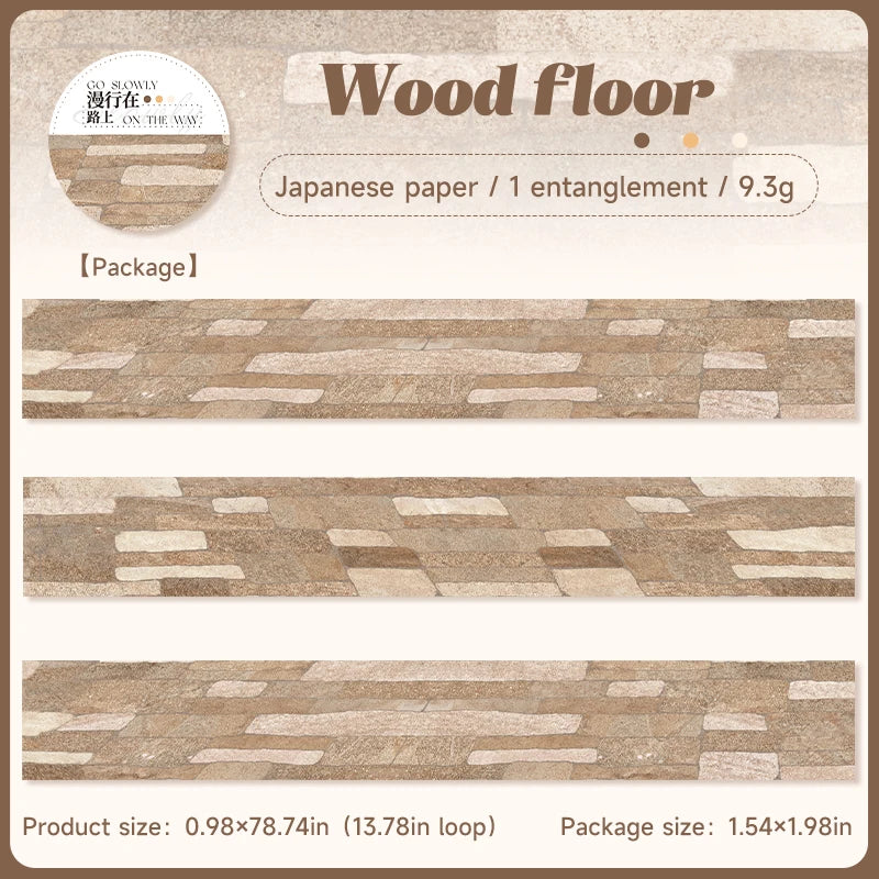 JIANQI 25mm*2m Paper Tapes Stone wall path DIY Scrapbooking Decor Photo Album Collage Junk Journal Materials Aesthetics Tape