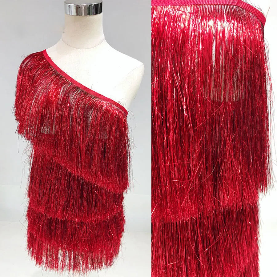 1 Yard Multi-color Tassel Decorative Skirt Tassel Fabric Gradient Latin Dance Row Beard Lace 20CM