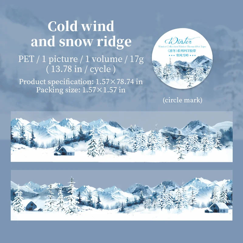 JIANQI 40mm*2m Scrapbook Decor Adhesive Tape Winter snow scenery PET Tapes Masking Tapes stickers Aesthetic Stationery Supplies