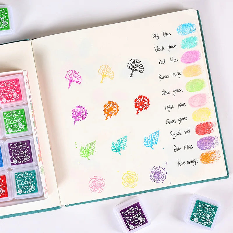3cm*3cm 12/24Colourful Pads Multi-colored Stamp Pads Creative Rainbow Inkpad Rubber Stamp Oil for DIY Craft Scrapbooking Ink Pad