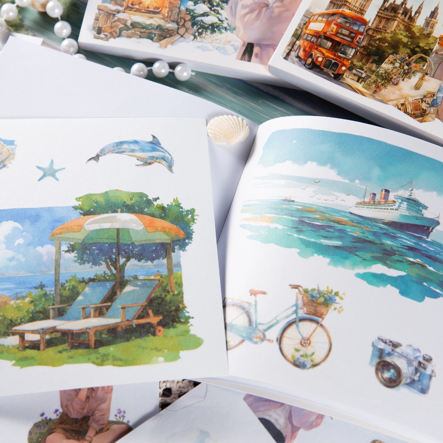 JIANQI 50pcs PET Die cut Stickers book Four Seasons Scenery Decorative handmade Scrapbooking Material Diary Album Craft Supplies