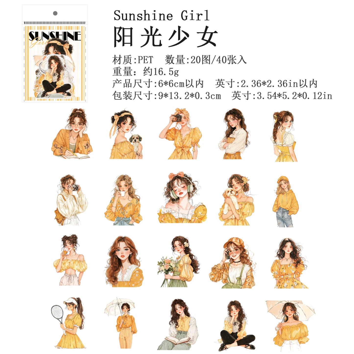 JIANQI 40 Pcs Large size Beautiful Girl Stickers hand tent DIY Stick Labels Scrapbooking Material Junk Journal Supplies