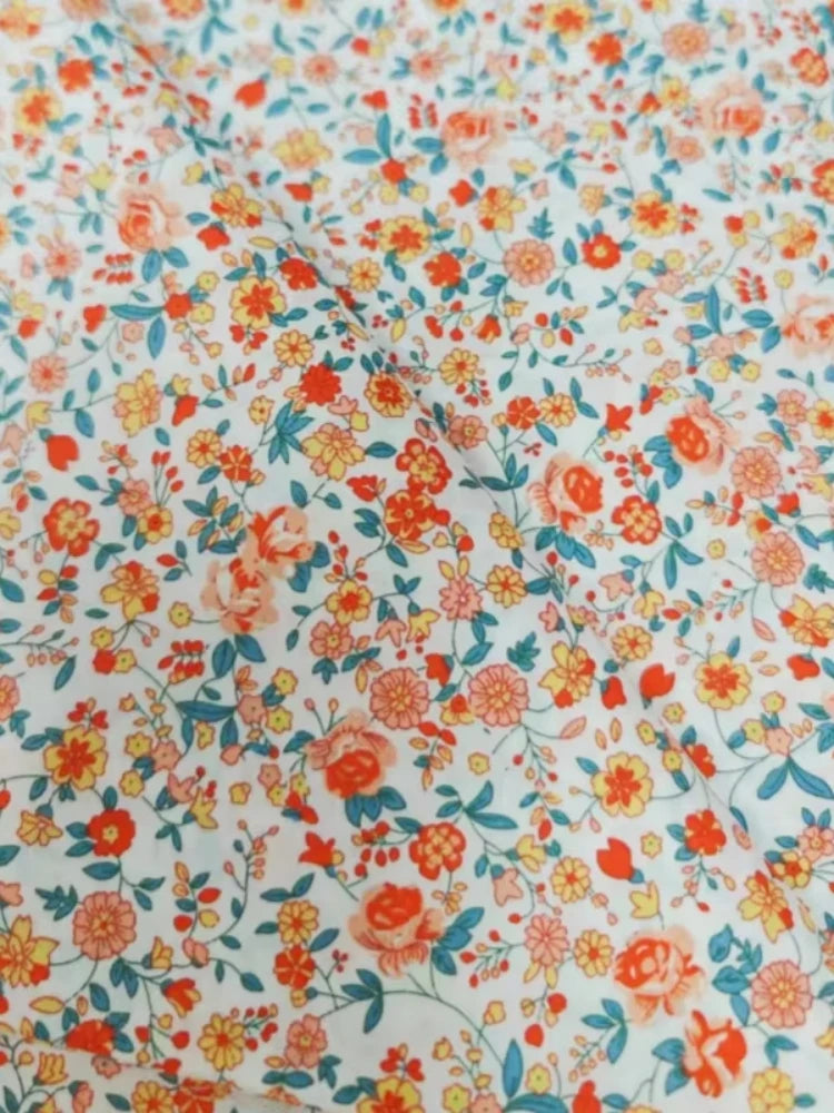 145x50cm Pastoral Floral Poplin Cotton Fabric DIY Children's Wear Cloth Make Bedding Quilt Decoration Home