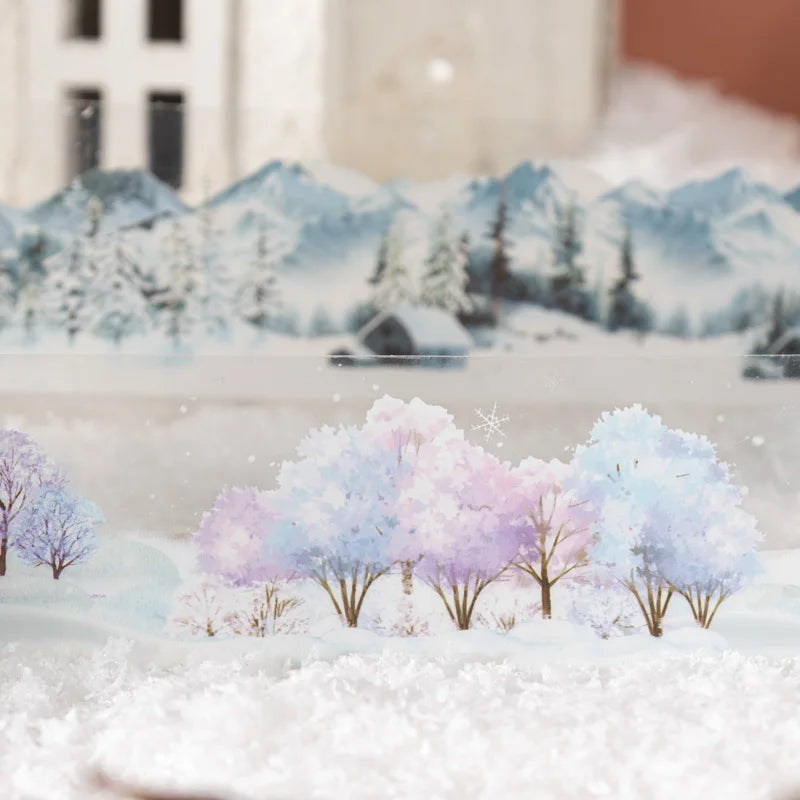 JIANQI 40mm*2m Scrapbook Decor Adhesive Tape Winter snow scenery PET Tapes Masking Tapes stickers Aesthetic Stationery Supplies