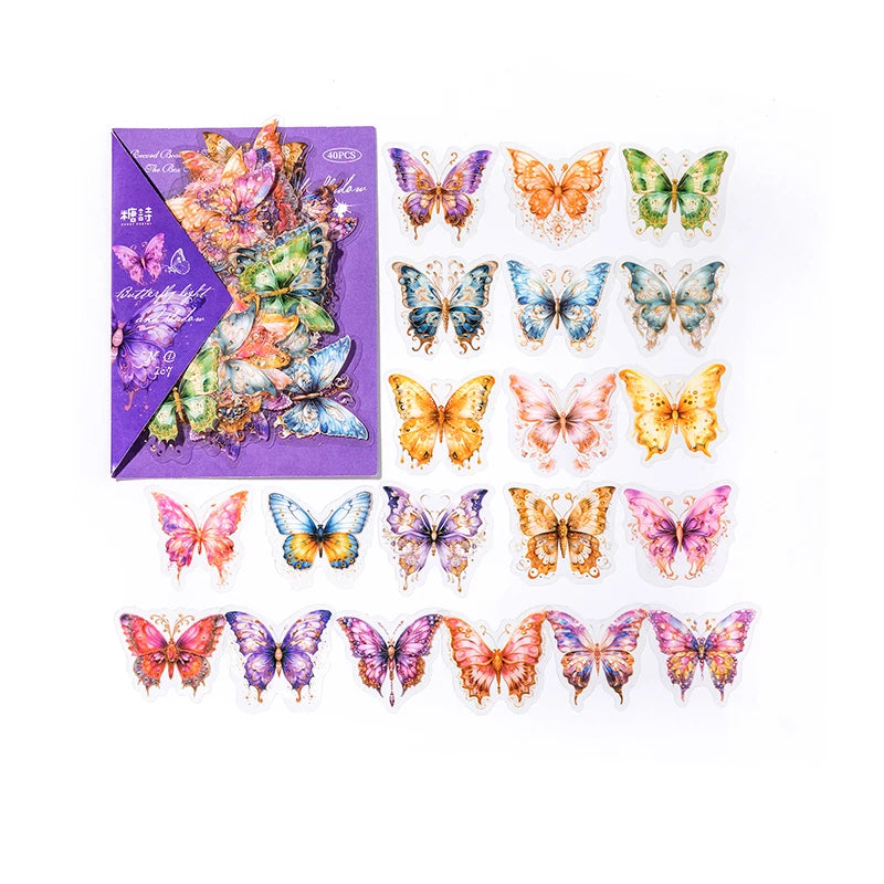 JIANQI 40 pcs Retro Plants and Flowers PET material Decorative sticker Diary Album Scrapbooking material Junk Journal Supplies