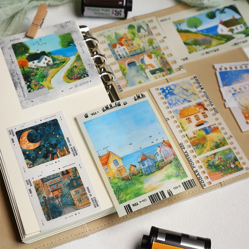 JIANQI 10 Pcs PET Transparent Stickers Decorative Decals For Scrapbooking Sticker Pack Labels Junk Journal Supplies stationery