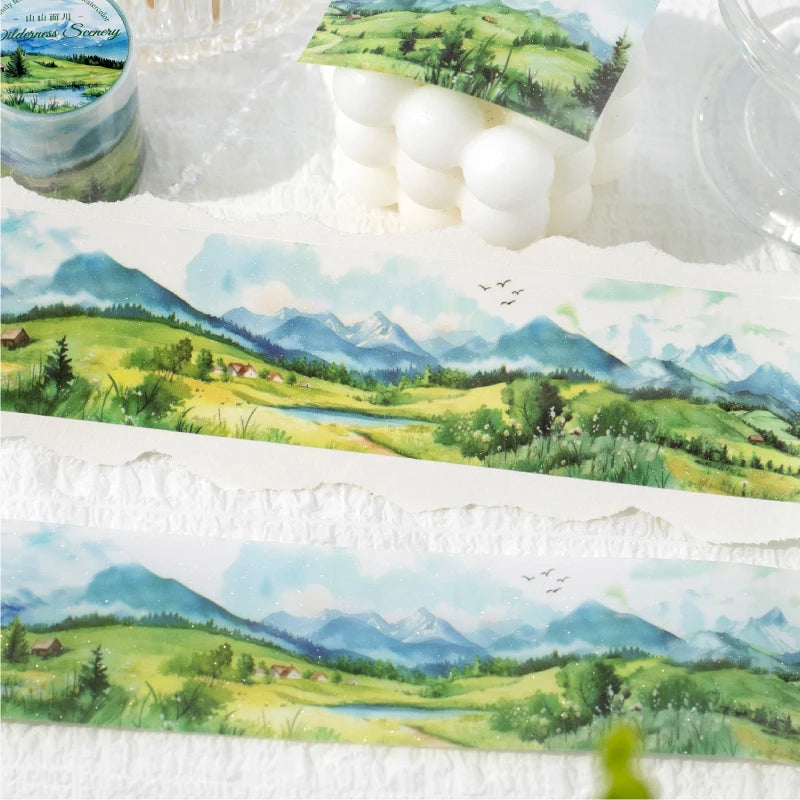 JIANQI 50mm*2m PET Tapes Beautiful scenery DIY Scrapbooking Decor Photo Album Collage Junk Journal Materials Aesthetics Stickers