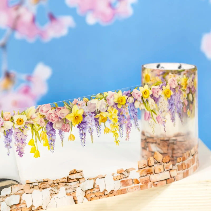 65mm*2m PET Plant Vine and stone wall tape Sticker Decorative collage Adhesive Diy Scrapbooking hand made Masking tape