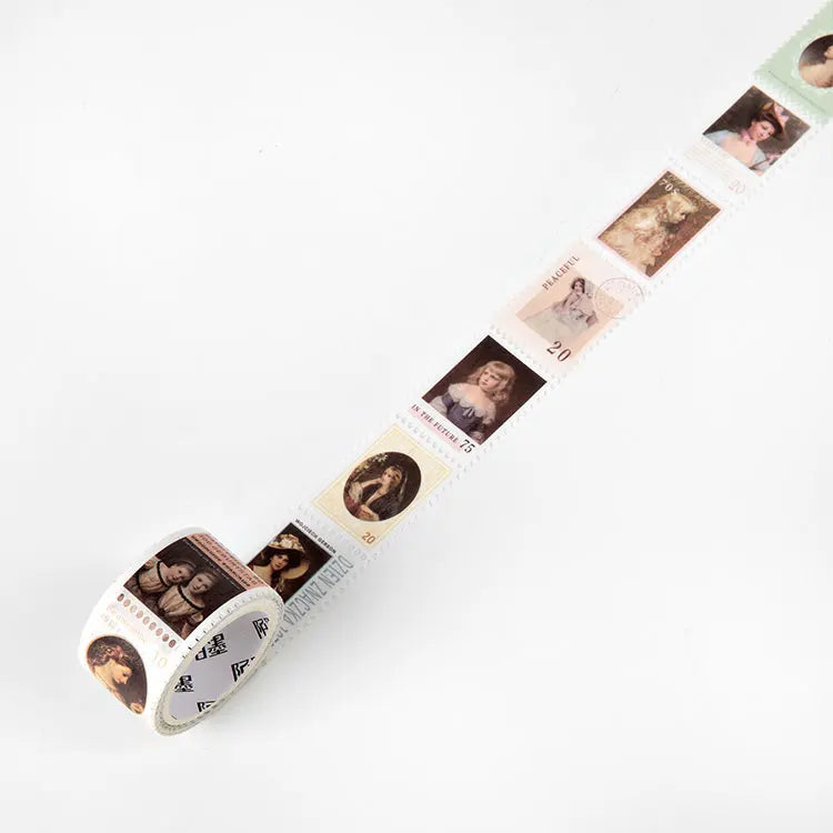 JIANQI Vintage Stamp Plant Washi Tape Stick Labels Paper Stickers Masking tape DIY Scrapbooking Material Craft Supplies