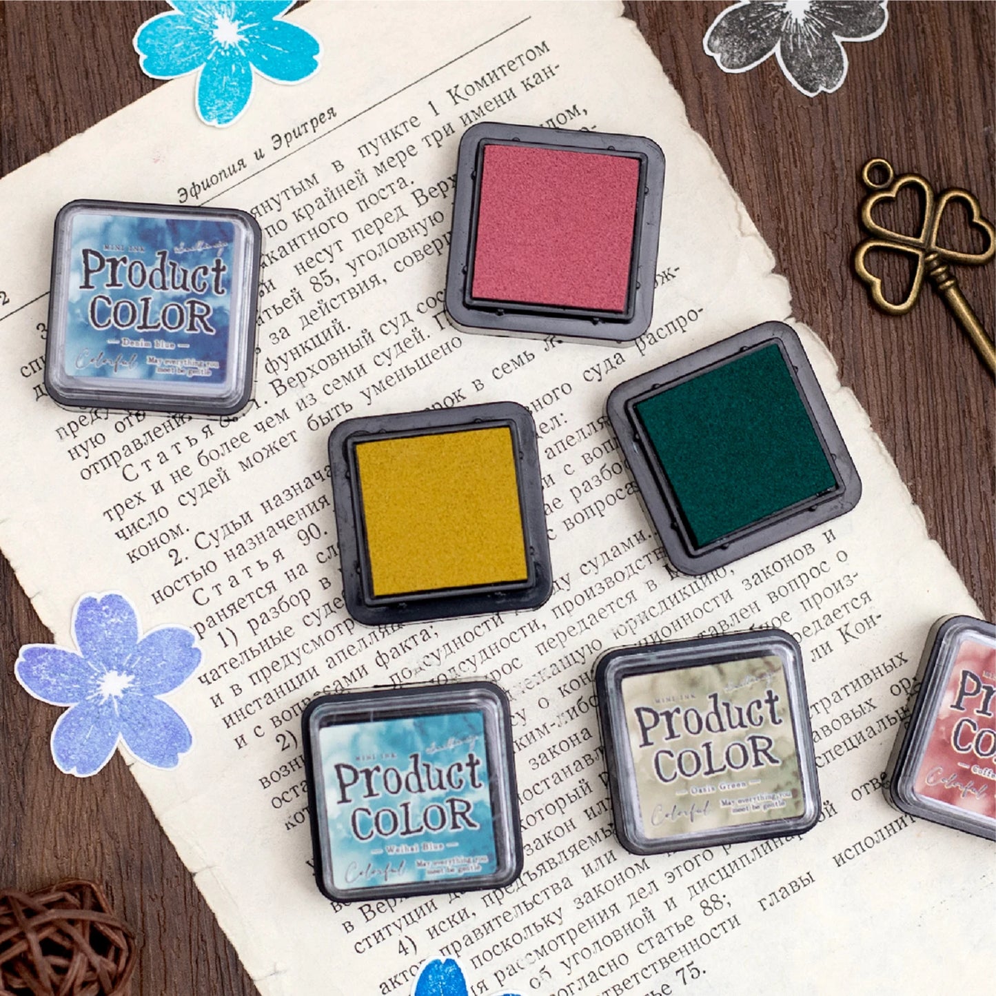 6 Pcs Colorfull Multicolor Ink Pad Set Student Planner Handmade Self Ink Stamp Inkpad School Accessories Stationery Supplies