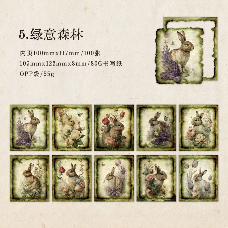 JIANQI 50pcs Vintage Materials Paper Garden Memory DIY Scrapbooking Deco Junk Journal Planner Collage Photo Album Craft Paper