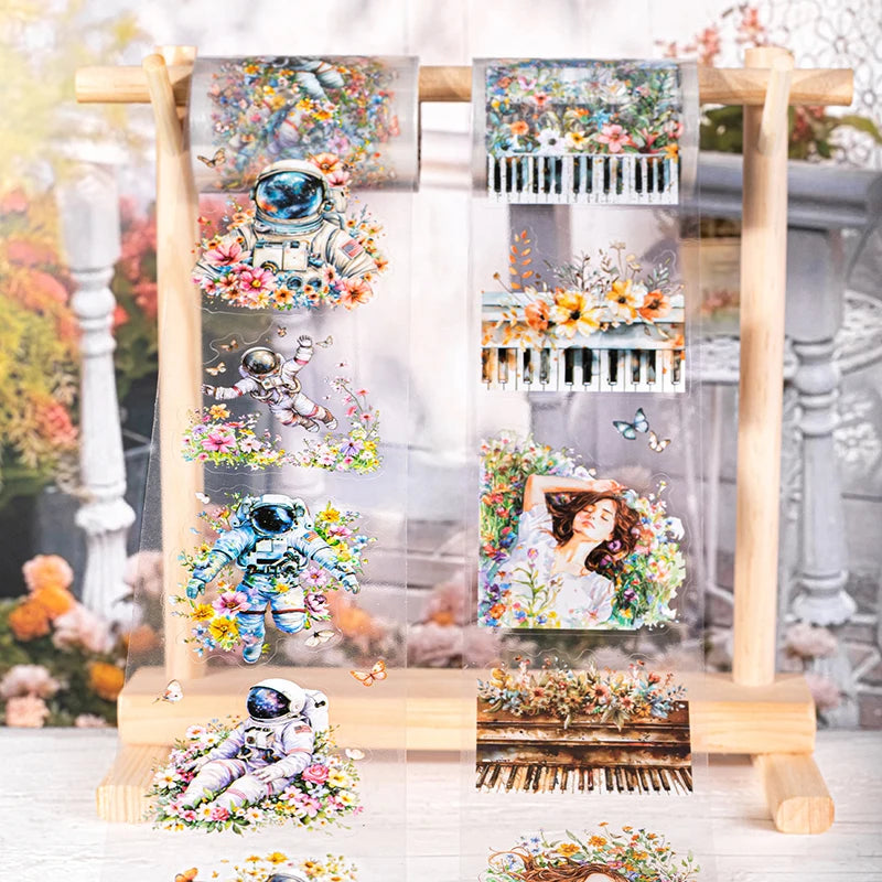 JIANQI 60mm*2m Tapes Flower Sea Drifting DIY Scrapbooking Decor Photo Album Collage Junk Journal Materials Aesthetics Stickers