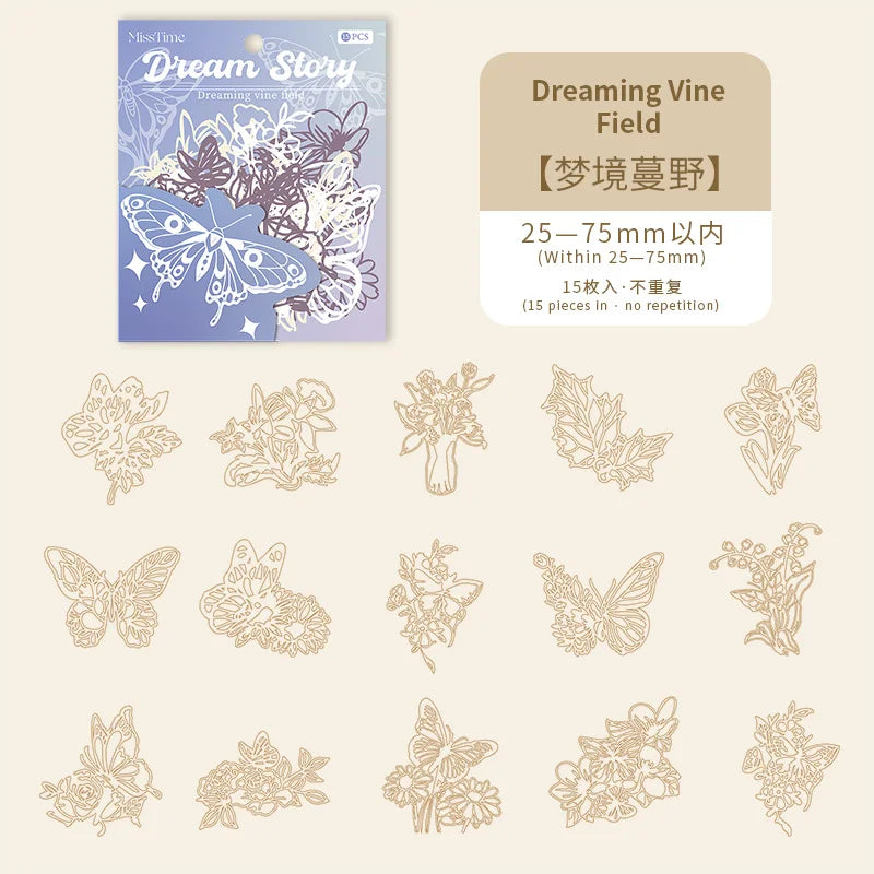 JIANQI 15 pcs Diy Scrapbooking paper Lace Decoration paper Hollow Card Collage material lomo cards DIY hand made craft paper