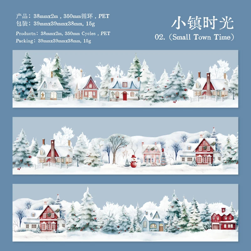 JIANQI 38mm*2m PET Winter snow scenery Tapes DIY Scrapbooking Decor Photo Album Collage Journalling Materials Aesthetics Sticker