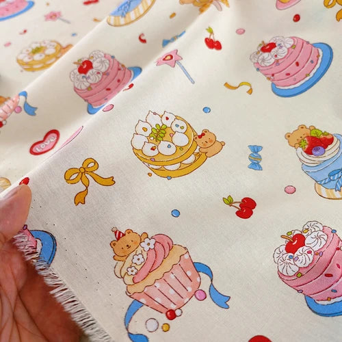 140x50cm 40s Cotton Dessert Cake Fabric Pastry Layout Background Cloth Children's ing Pajamas Dress Handmade