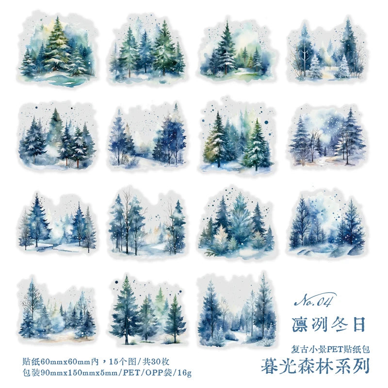 JIANQI 30sheets Ins Landscape Material Stickers Scrapbooking Junk Journal Creative Stationery DIY Deco Stickers School Supplies