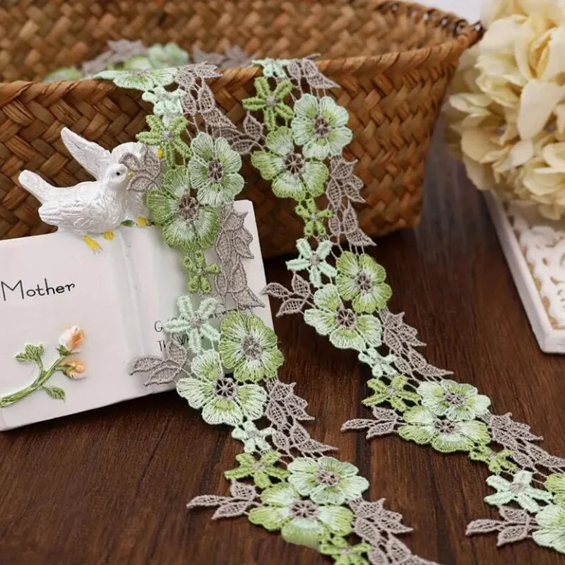 1 Yard Pink Purple Green Fluorescent Embroidery Rose Lace Various DIYSkirts Bras Clothing Accessories 4.5CM Wide