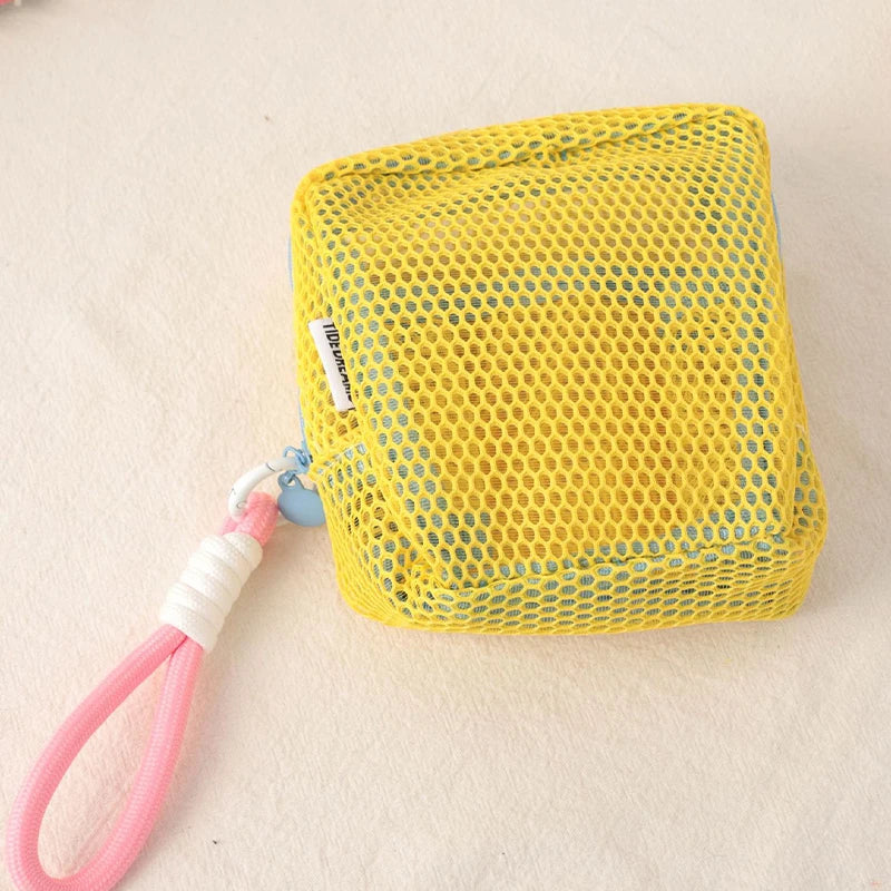 Small Capacity Key Bags Transparent Cosmetic Bag Square Mesh Storage Pouch Mini Zipper Coin Purse Mini Wash Bag Stationery Case